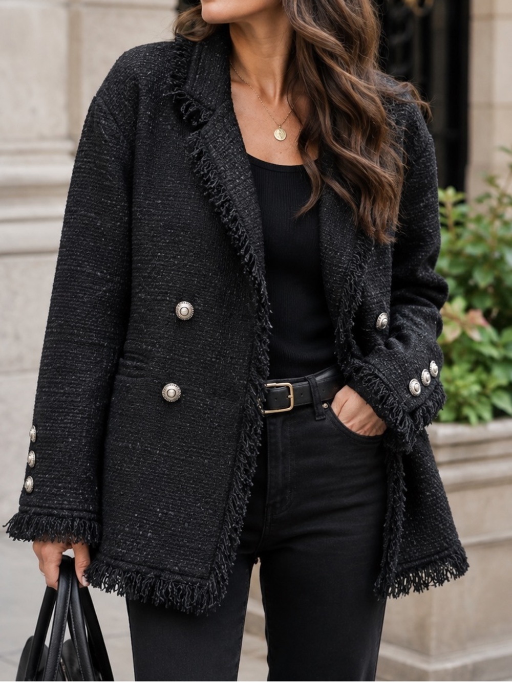 Jean-Pierre Klifa Coco Jet Black Tweed Jacket large